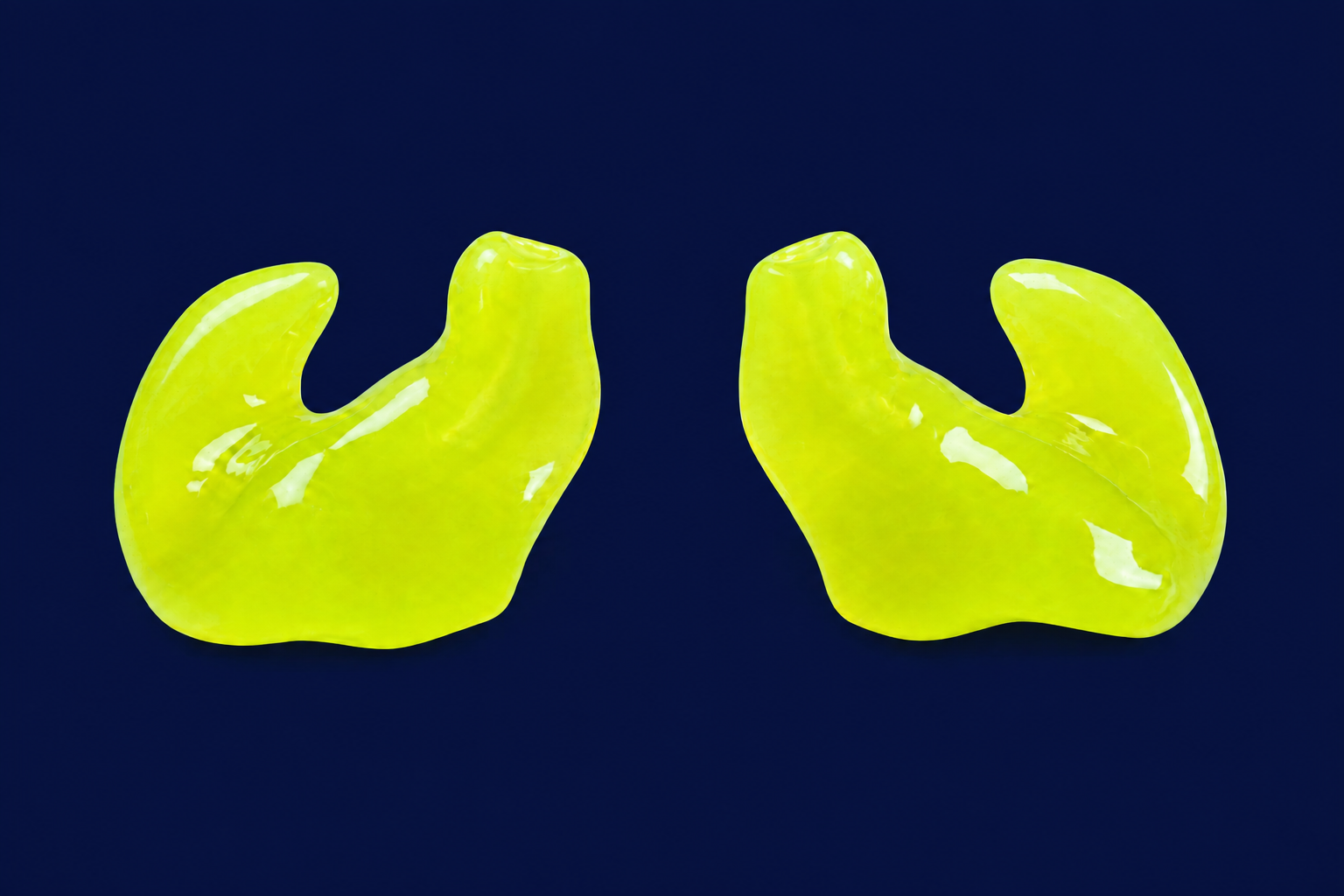 Pair of fluorescent yellow custom eartips